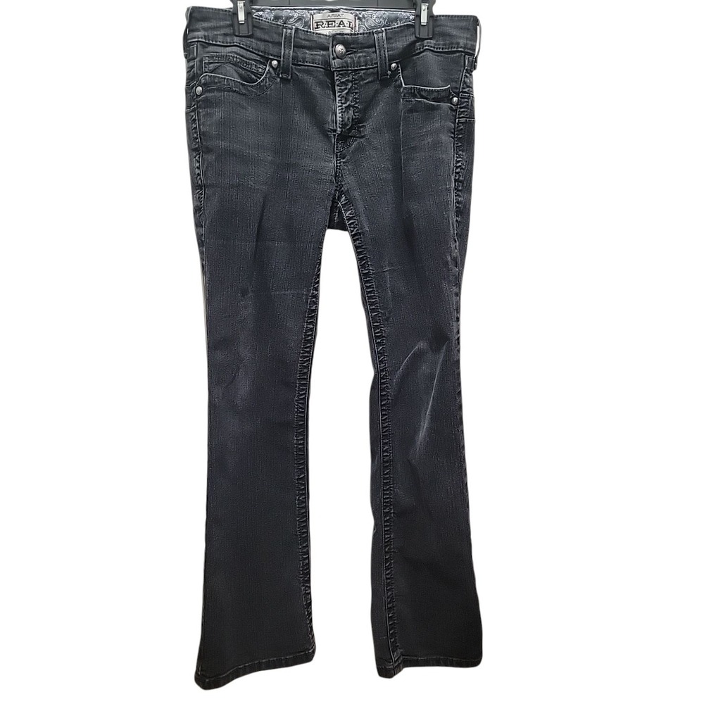 Ariat Real Black Denim Bootcut Jeans Cowgirl Western Riding Women Size 31L